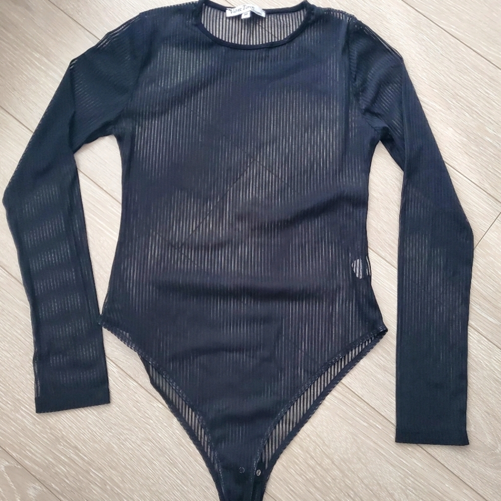 NWOT Mesh Stripe Bodysuit